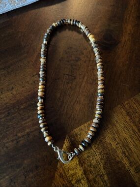 Handmade Brown Beaded Necklace - Natural Stone look.  Pendant not included
